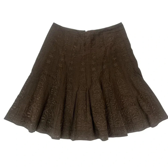 Tahari Brown Embroidered Skirt Size 6 - Picture 1 of 8